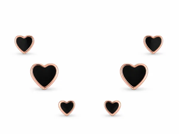 MAK_LUXE_Black_Heart_Stud_Earrings_Set_for_Women_|_Rose_Gold_Plated_925_Sterling_Silver_|_Elegant_Heart_Shape_Earrings_|_Set_of_3_Pairs