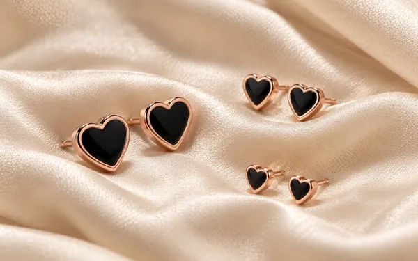 MAK_LUXE_Black_Heart_Stud_Earrings_Set_for_Women_|_Rose_Gold_Plated_925_Sterling_Silver_|_Elegant_Heart_Shape_Earrings_|_Set_of_3_Pairs