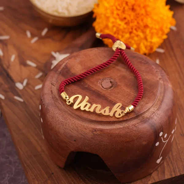Personalized_Rakhi_Knotted_In_Marron_Thread