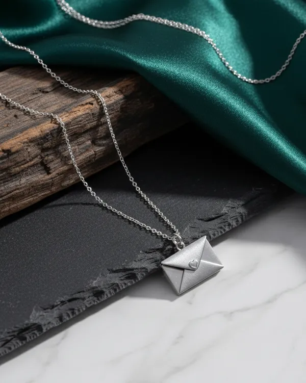 Silver_Tone_Envelope_Pendant_Necklace_For_Women