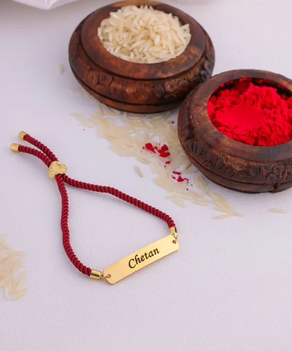 Elegant_Marron_Thread_Rakhi_With_Name
