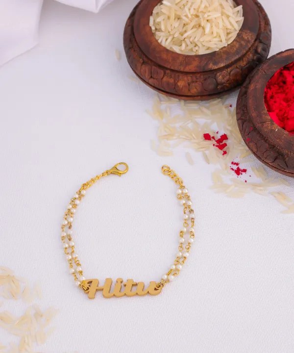 Customized_Rakhi_With_White_Pearl_Chain