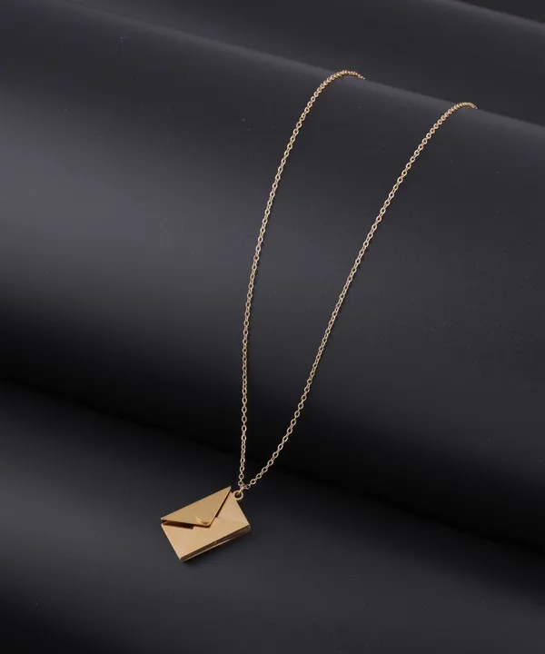 Gold_Tone_Envelope_Pendant_Necklace_For_Women