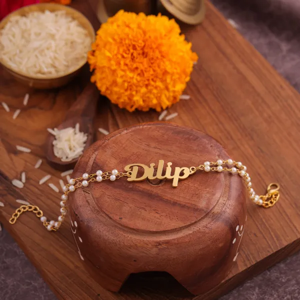 Customized_Rakhi_With_White_Pearl_Chain