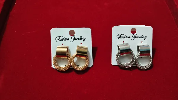 Gold_Silver_Tone_Alloy_Textured_Hoop_Earrings_For_Women_Set_Of_2