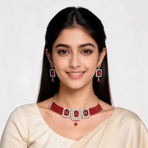 Red_Stone_Alloy_Choker_Necklace_Set_For_Women