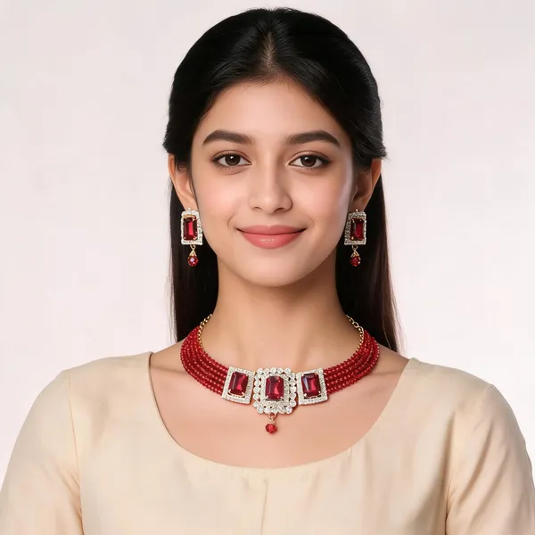 Red_Stone_Alloy_Choker_Necklace_Set_For_Women