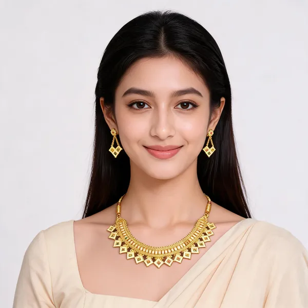 Gold_Tone_Alloy_Geometric_Necklace_Set_For_Women