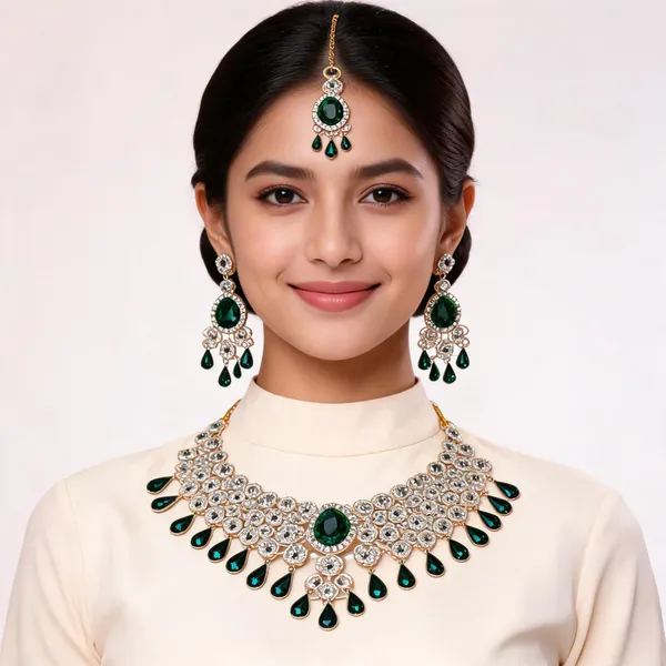 Multicolor_Alloy_Green_Stone_Bridal_Necklace_Set_For_Women