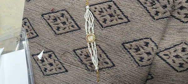 White_Alloy_Beaded_Armlet_Bracelet_For_Women