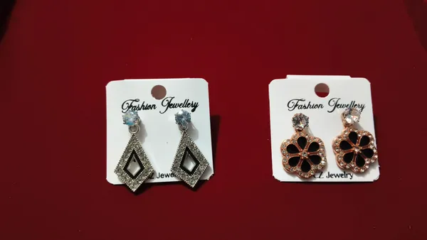 Multicolor_Alloy_Fashion_Drop_Earrings_For_Women_Set_Of_2