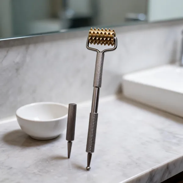 Silver_Professional_Skin_Roller_With_Replaceable_Head_540_MicroNeedles_For_Face_And_Body_Care