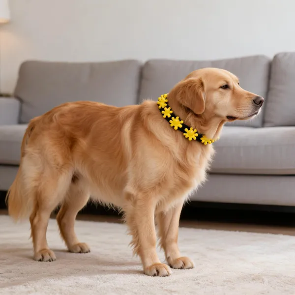 Yellow_Flower_Chain_Pet_Collar_Adjustable_Nylon_Dog_Collar_With_Decorative_Floral_Design