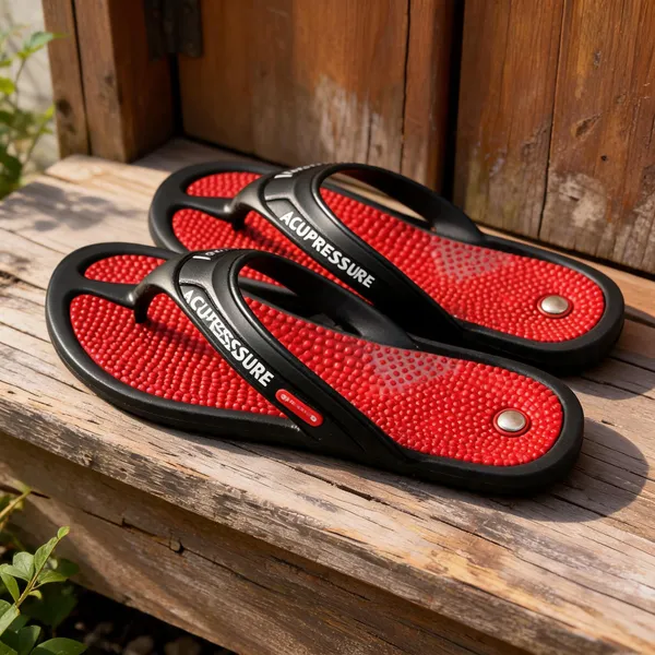 Red_And_Black_Acupressure_Massage_Slippers_With_Magnetic_Therapy