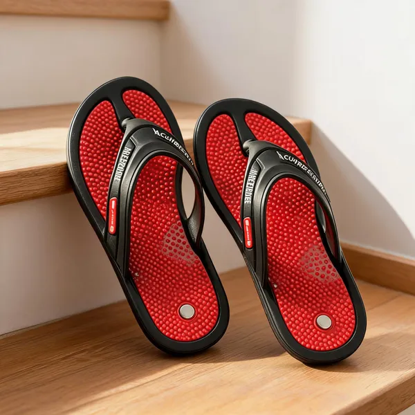Red_And_Black_Acupressure_Massage_Slippers_With_Magnetic_Therapy