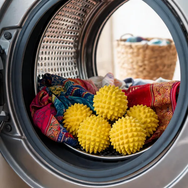 Yellow_Textured_Silicone_Dryer_Balls_Set_Of_5