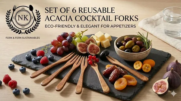 Teak_Wood_2-Prong_Appetizer_Fork_Set_Of_6