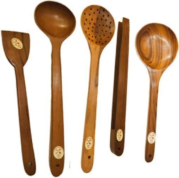 NKW_KITCHEN_TOOL_SET_OF_5_Kitchen_Tool_Set_(Brown,_Tong,_Cooking_Spoon,_Skimmer,_Spatula,_Baking_Tools)