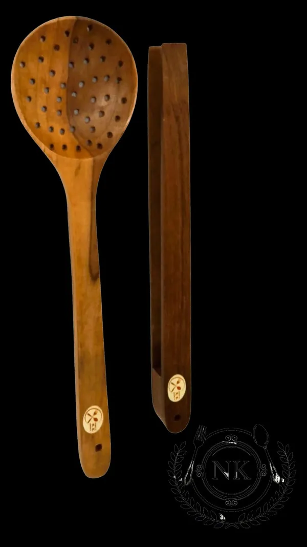 Teak_Wood_Kitchen_Brown_9-Piece_Utility_Tong_Set