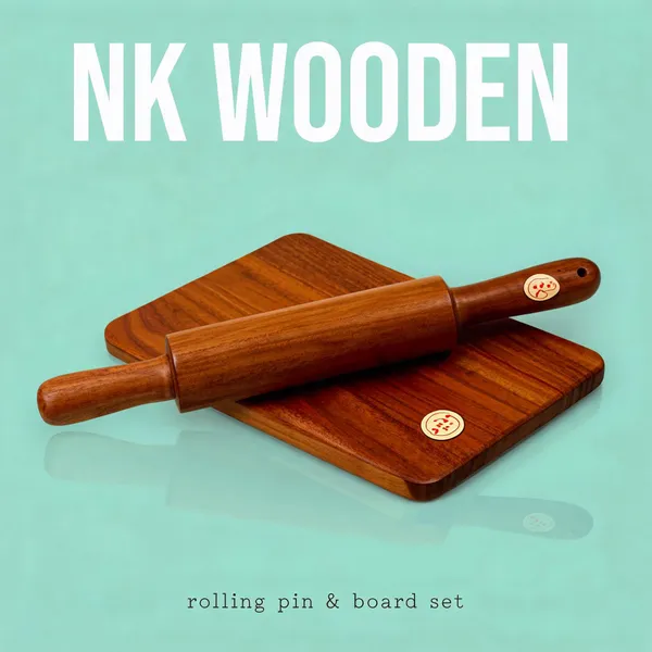Wood_Kitchen_Brown_Rolling_Pin_&_Board_Set_Pack_Of_2