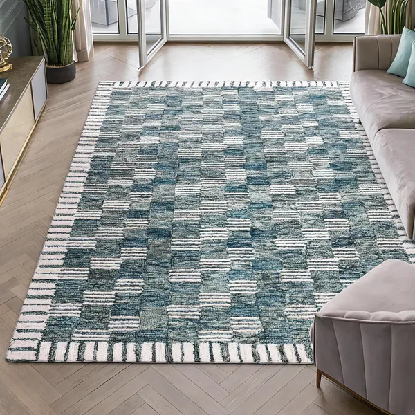 Blue_Grey_95%_Wool,_5%_Cotton_Rug_For_Indoor