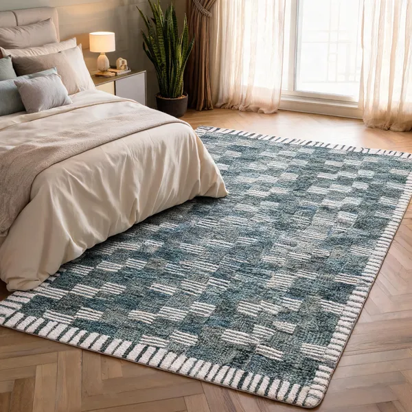 Blue_Grey_95%_Wool,_5%_Cotton_Rug_For_Indoor