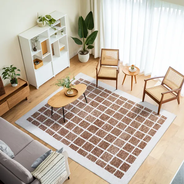 Geometric_Brown_Grid_Area_Rug