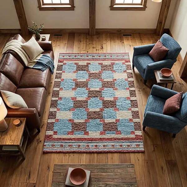 Multicolor_95%_Wool,_5%_Cotton_Rug_For_Indoor