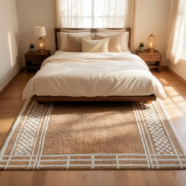 Beige_&_White_95%_Wool,_5%_Cotton_Rug_For_Indoor