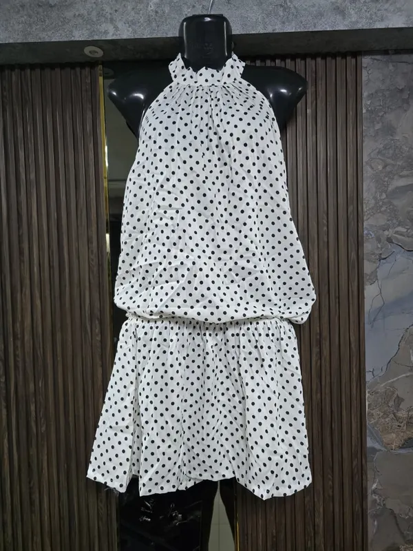 White_Polka_Dot_Halter_Neck_Dress_for_Women
