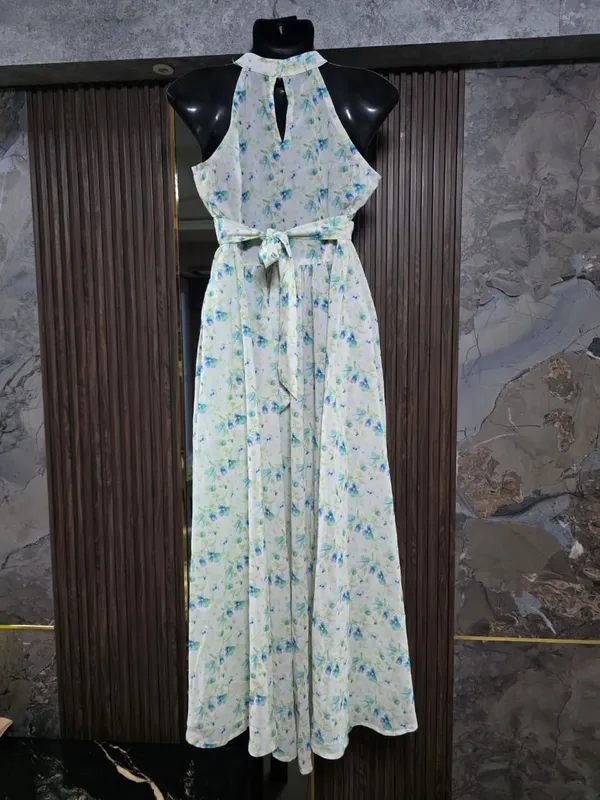 Ivory_Floral_Halter_Neck_High-Low_Dress_for_Women