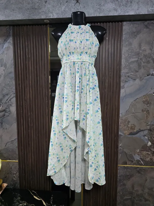 Ivory_Floral_Halter_Neck_High-Low_Dress_for_Women