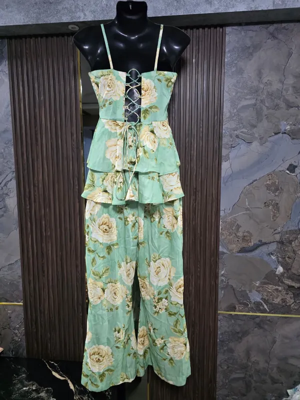 Green_Floral_Print_Ruffled_Wide-Leg_Jumpsuit_for_Women
