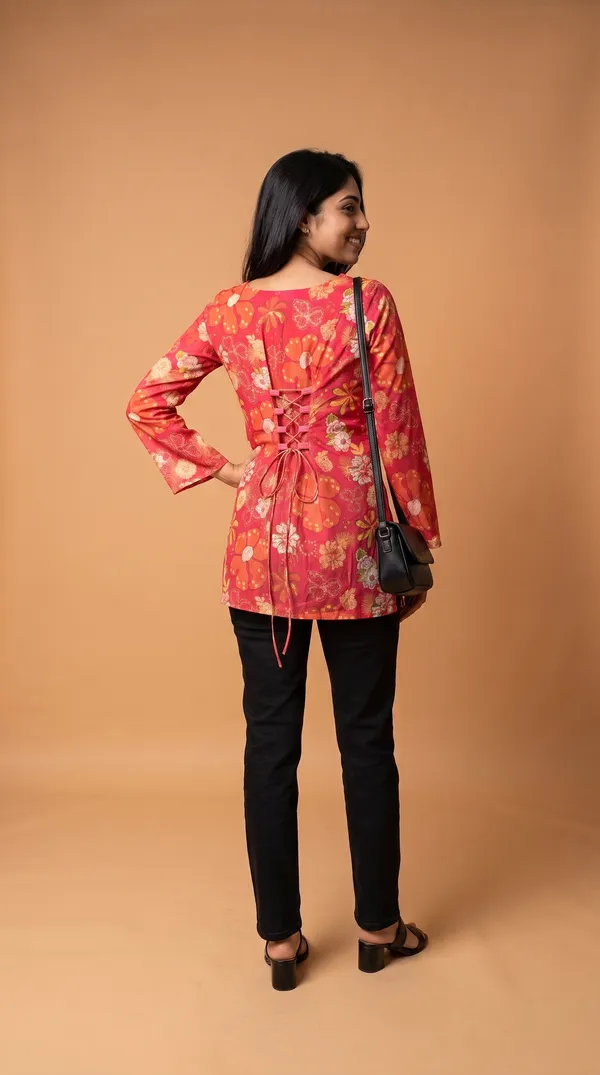Pink_Muslin_Relaxed_Floral_Print_Kurti_For_Women