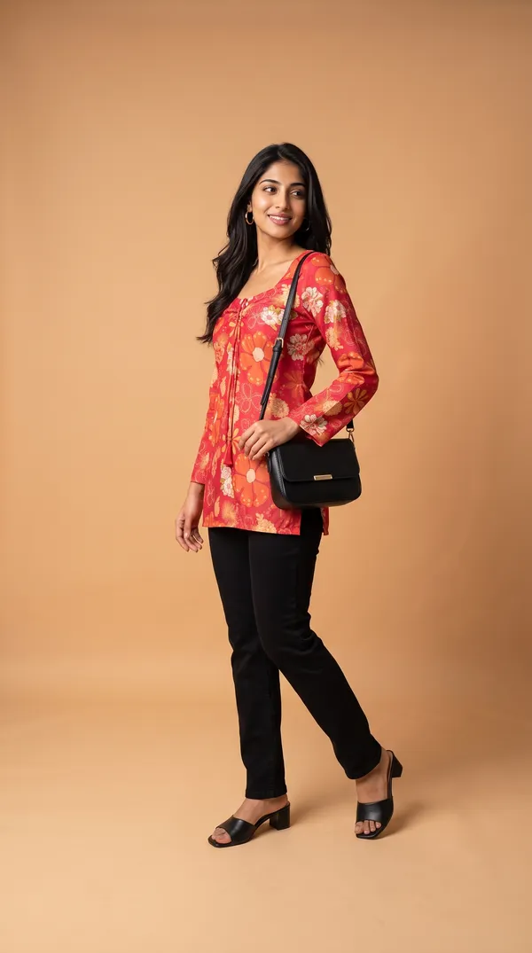 Pink_Muslin_Relaxed_Floral_Print_Kurti_For_Women