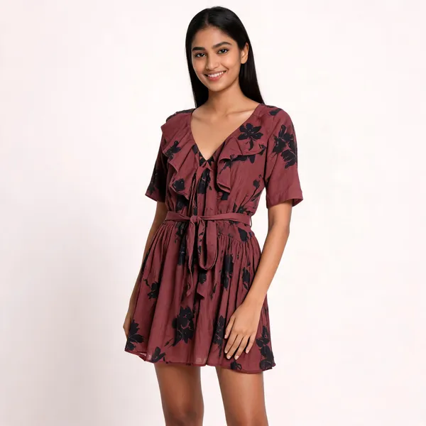 Maroon_Muslin_Fit_And_Flare_Floral_Print_Dress_For_Women