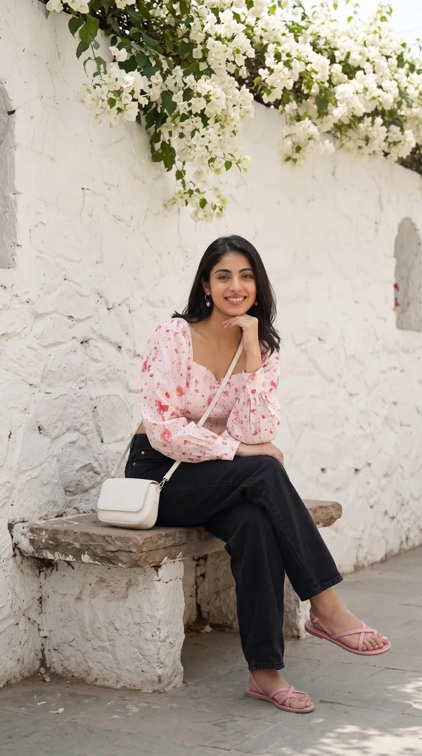 Pink_Muslin_Cropped_Long_Sleeve_Top_For_Women
