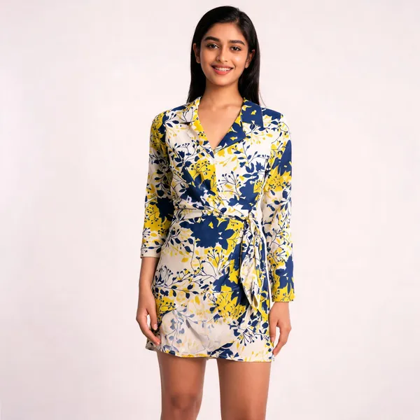 Multicolor_Muslin_Long_Sleeve_Wrap_Dress_For_Women