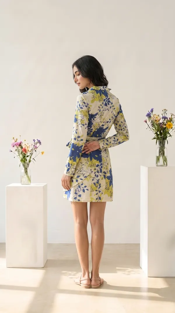 Multicolor_Muslin_Long_Sleeve_Wrap_Dress_For_Women