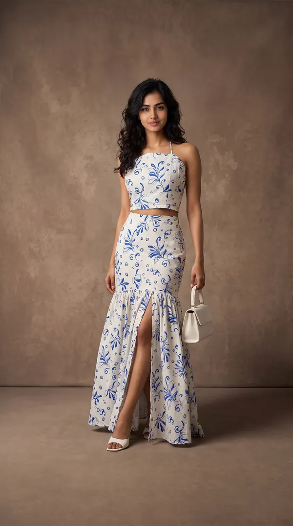 White_Muslin_Sleeveless_Floral_Flared_Skirt_Dress_For_Women