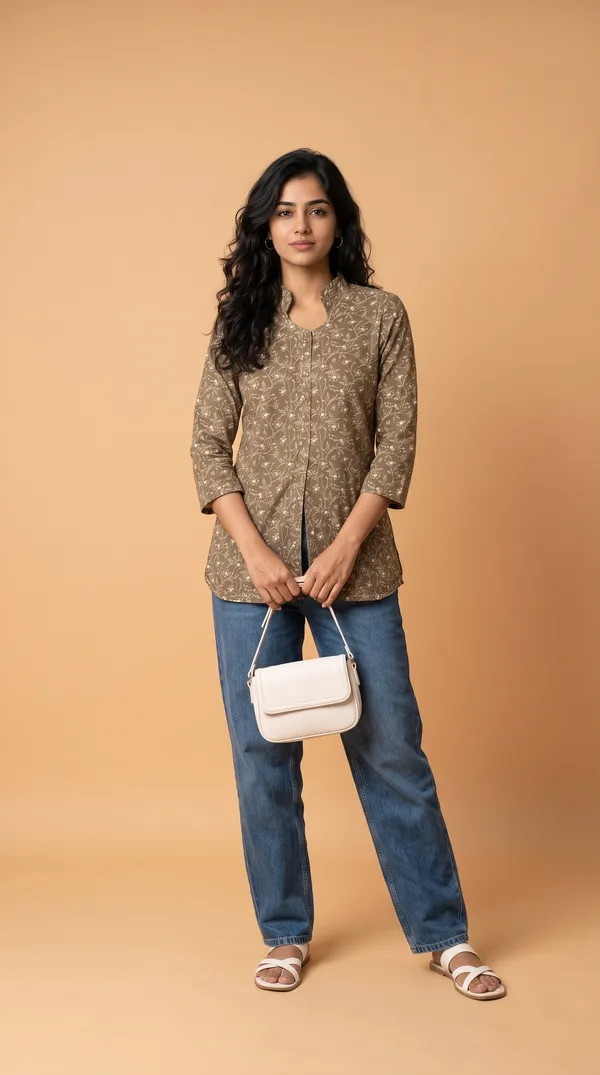 Olive_Muslin_Straight_Floral_Print_Kurta_For_Women