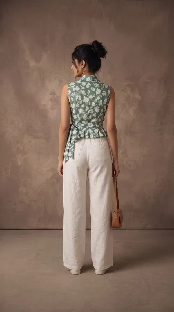 Green_Muslin_Sleeveless_Floral_Wrap_Top_For_Women