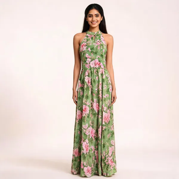 Green_Muslin_Halter_Neck_Floral_Maxi_Dress_For_Women