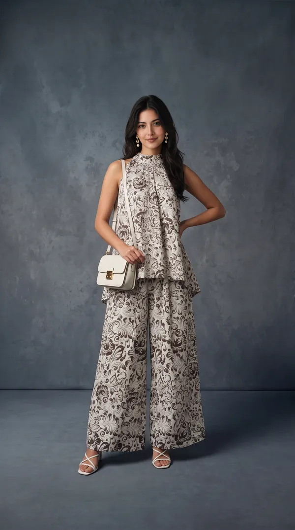 White_Cotton_Halter_Neck_Wide_Leg_Floral_Jumpsuit_For_Women
