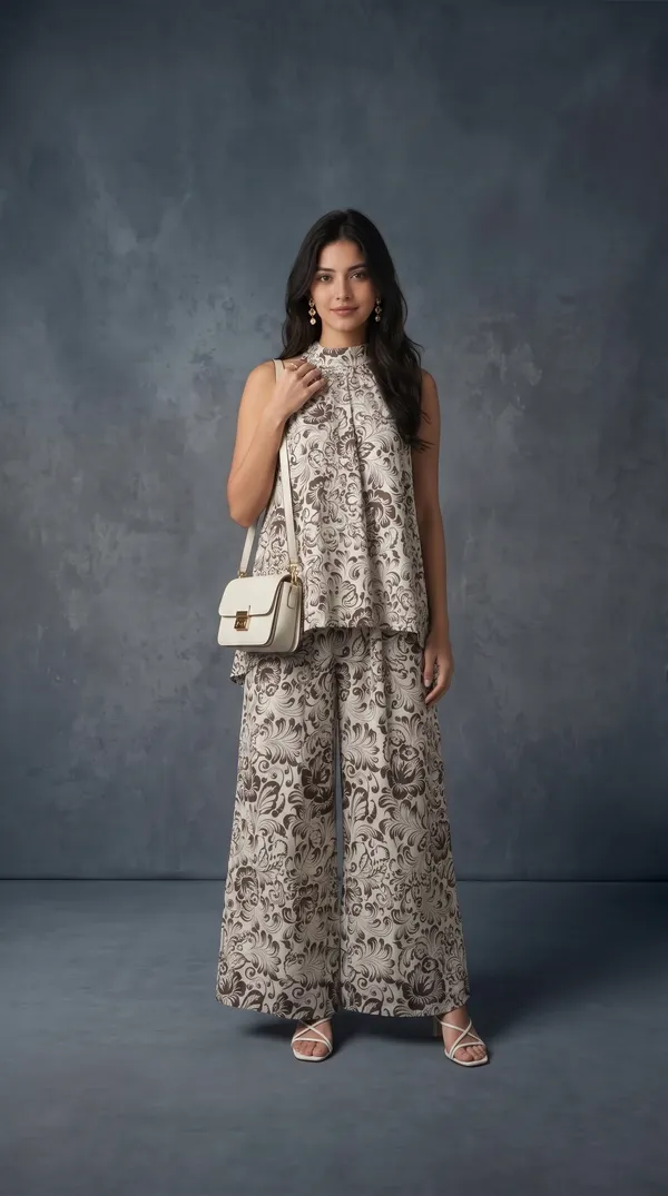 White_Cotton_Halter_Neck_Wide_Leg_Floral_Jumpsuit_For_Women