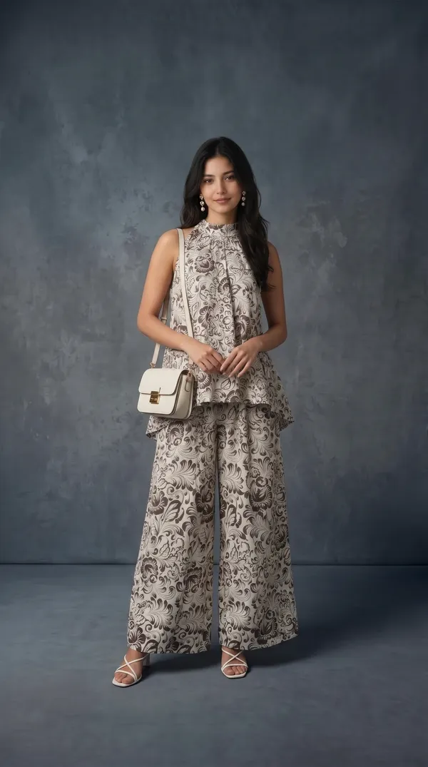 White_Cotton_Halter_Neck_Wide_Leg_Floral_Jumpsuit_For_Women