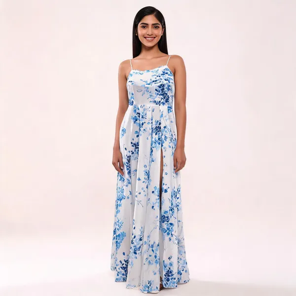 White_Muslin_Sleeveless_Floral_Print_Maxi_Dress_For_Women