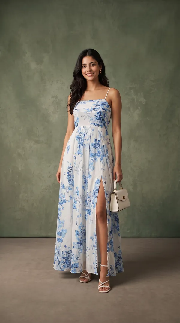 White_Muslin_Sleeveless_Floral_Print_Maxi_Dress_For_Women