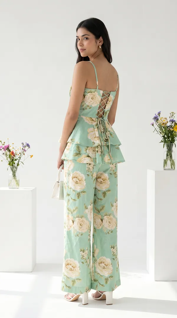 Green_Muslin_Sleeveless_Ruffled_Wide_Leg_Jumpsuit_For_Women