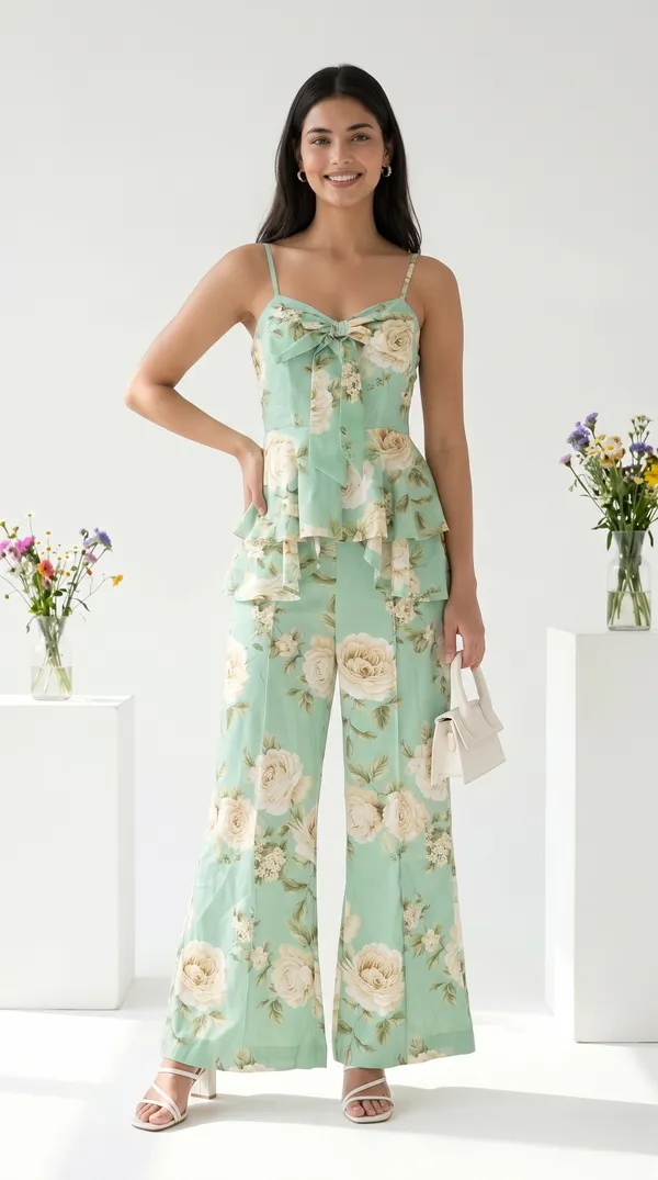 Green_Muslin_Sleeveless_Ruffled_Wide_Leg_Jumpsuit_For_Women